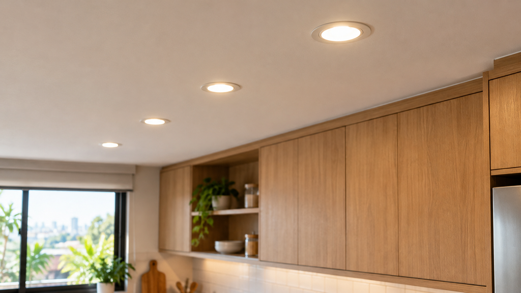 spots de LED acesos em cozinha